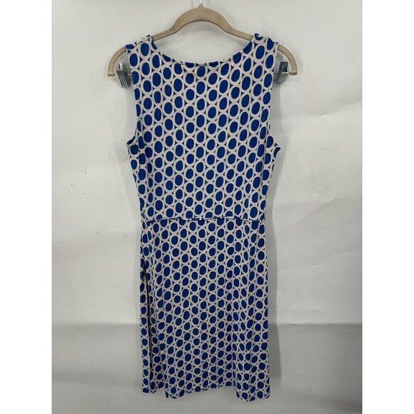 Boden Mini Dress Women 12 Blue Geometric Jersey Sleeveless Artsy Retro Funky - Picture 2 of 7
